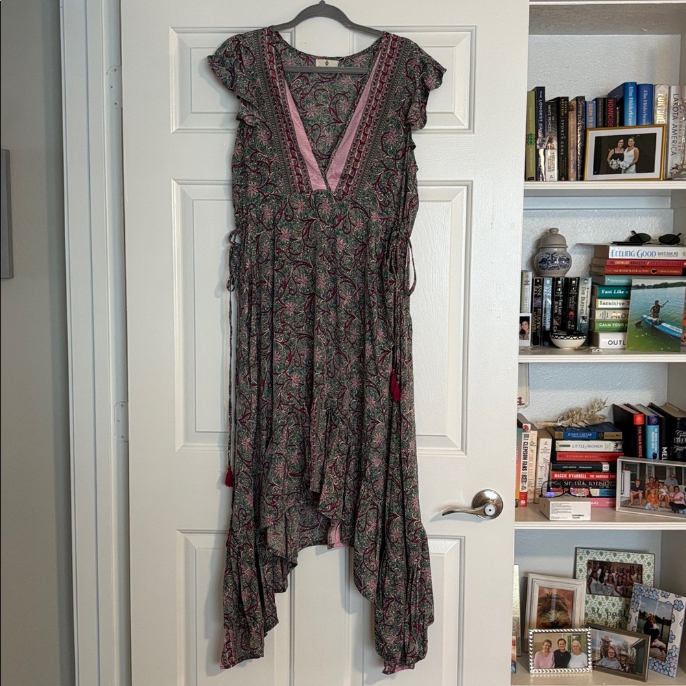 Perry Walker Collective Elegant Pink and Green Silk Paisley Dress